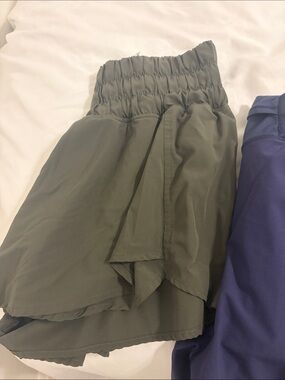 Olive High-Waist Layered Women’s Shorts
